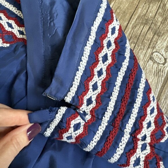 2/$18 SALE! Silk Skirt Womens 4P Embroidered Boho‎ Bohemian Gypsy Geometric Zip - Picture 10 of 11